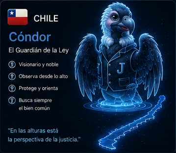 Chile: Cóndor, guardián de la ley, flotando sobre el mapa de Chile